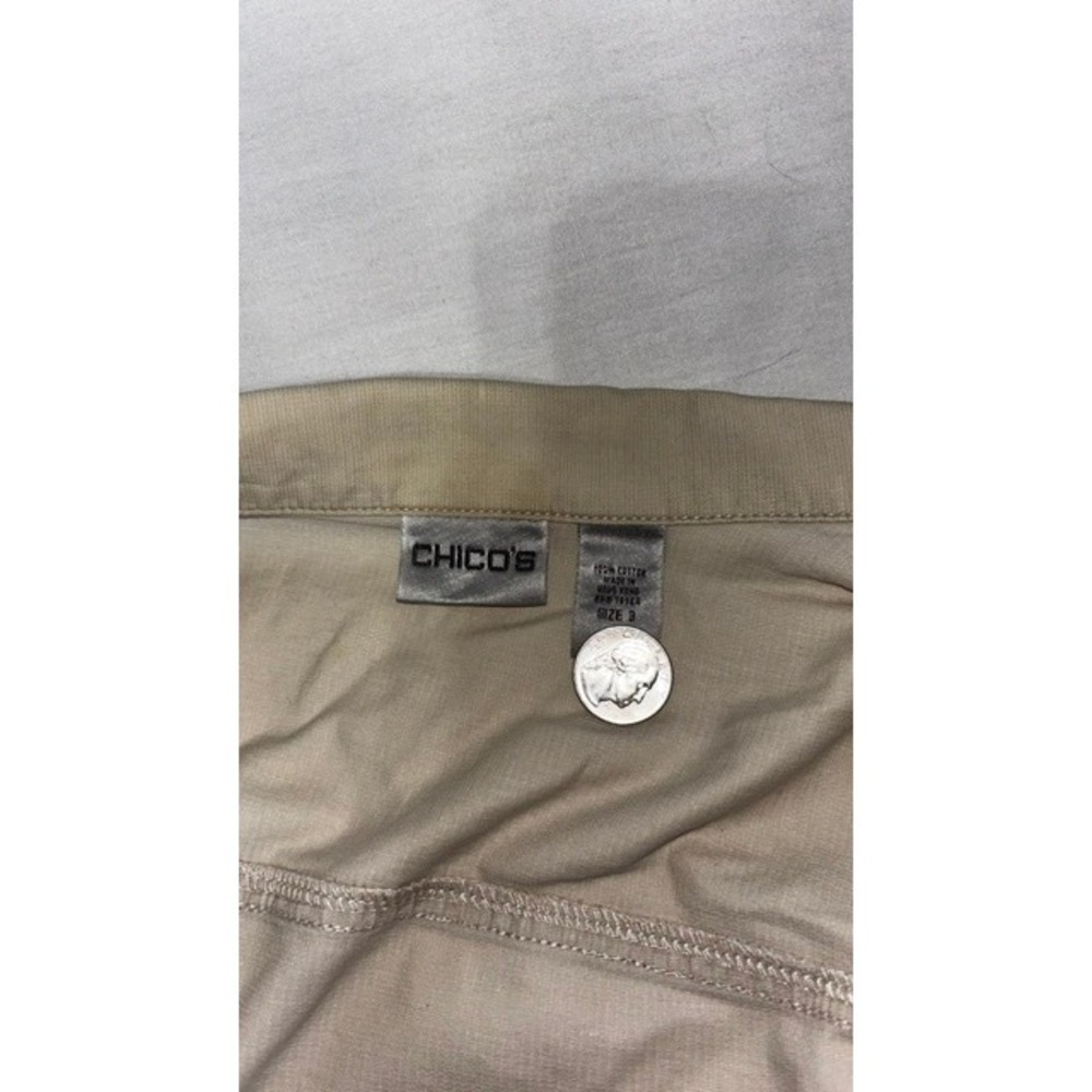 Chico's Size 3 Ivory Denim Jacket | Button Front | Lightweight Utility Style - Picture 6 of 7
